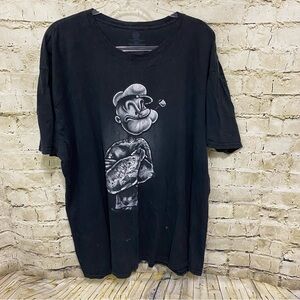 King Features Black Popeye Muscles Tattoo Short Sleeve T Shirt